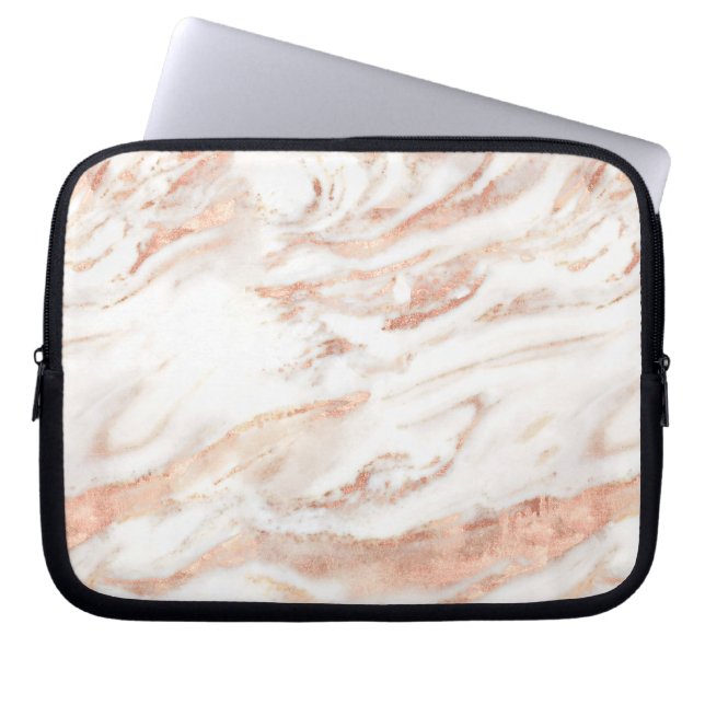 Ro Guld Marble | Elegant Girly Copper Laptop Fodral (Framsidan)