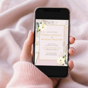 Ro Guld Marble Guld Geometric Eucalyptus Blommigt Inbjudningar