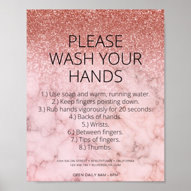 Ro Guld Marble Health Safety Glitter Hair Salon Poster (Framsidan)