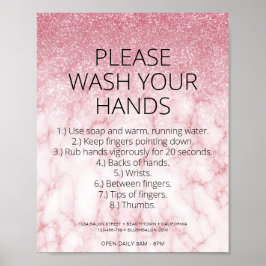 Ro Guld Marble Health Safety Glitter Hair Salon Poster