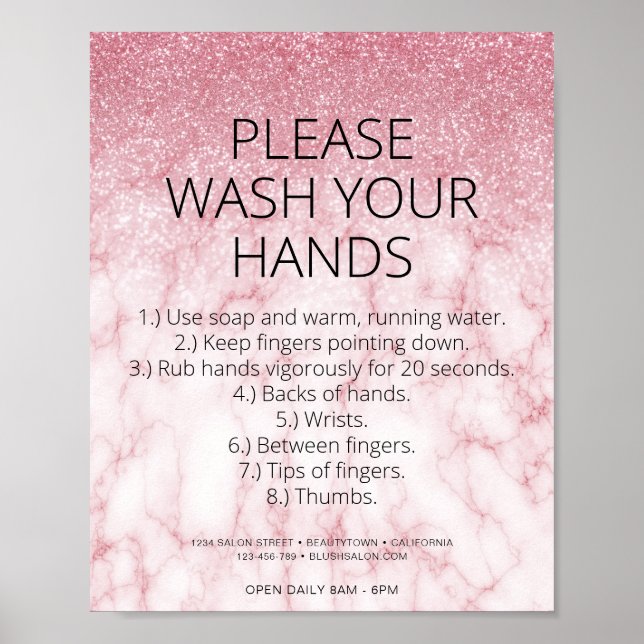Ro Guld Marble Health Safety Glitter Hair Salon Poster (Framsidan)