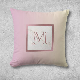 Ro Guld Marble Monogram Rosa Ombre Kudde