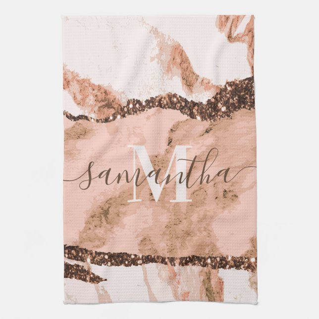 Ro Guld Marble och Glitter Kökshandduk (Vertikal)