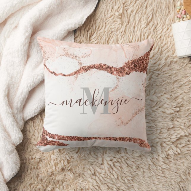 Ro Guld Marble och Glitter Kudde (Filt)