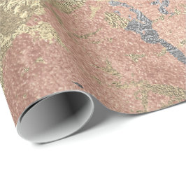 Ro Guld Marble Peach Grått Abstrakt Presentpapper