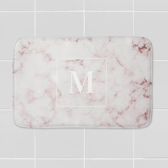 Ro Guld Marble Personlig Monogram Badrumsmatta (Skapare uppladdad)