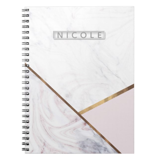 Ro Guld Marble Swirl &  Rosa Bronze Glam Anteckningsbok (Framsidan)