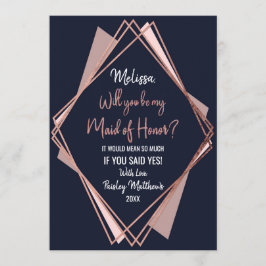 Ro Guld marinblå Mauve Geometric Maid of honor Inbjudningar