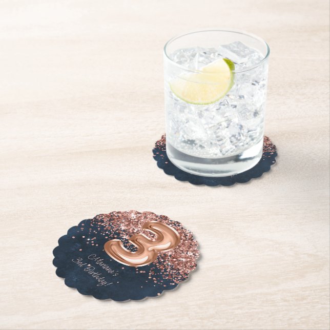 Ro Guld, marinblått 3:e födelsedag Party Underlägg Papper (Insitu)