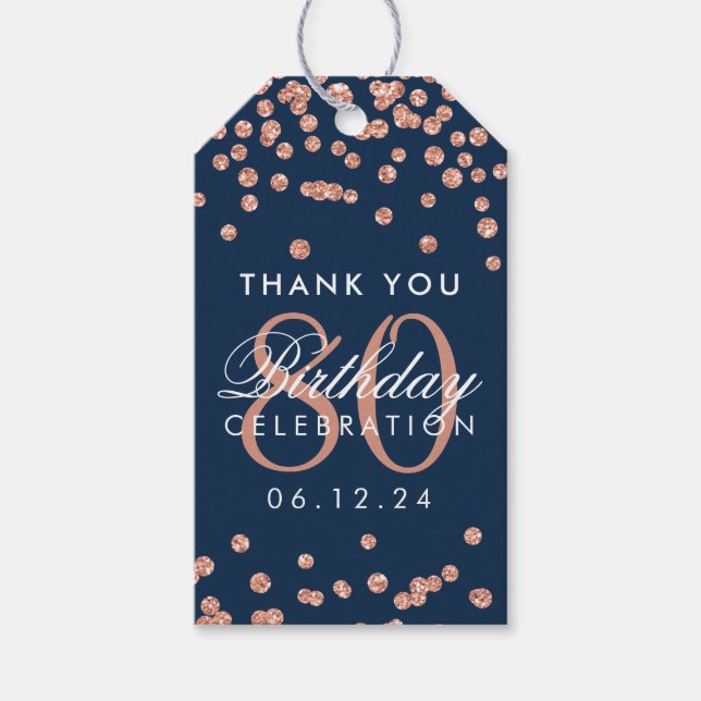 Ro Guld, marinblått 80 dagar Tack Presentetikett (Framsidan)