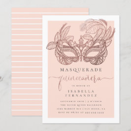 & Ro Guld Masquerad Quinceañera Birthday Inbjudningar