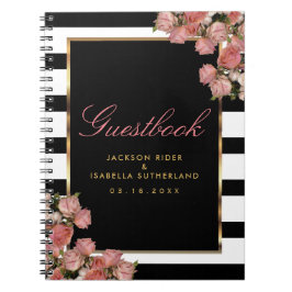 Ro Guld med Svarta och vita Rand - Guestbook Anteckningsbok Med Spiral