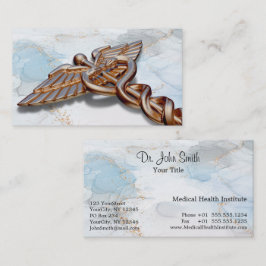 Ro Guld Medical Caduceus Copper Luxury Marble Visitkort