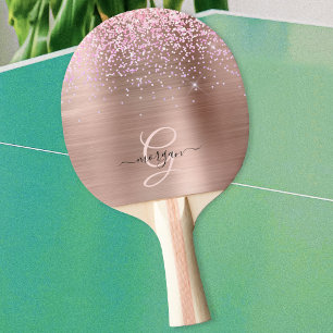 Ro Guld Metall, Glitter, Namn och Monogram Pingisracket