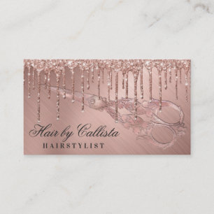 Ro Guld Metallic Glitter Drives Hair Scissons Visitkort