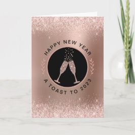 Ro Guld Metallic  Glitter Gott nytt år Helgkort
