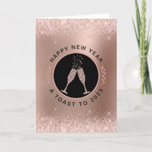 Ro Guld Metallic Glitter Gott nytt år Helgkort