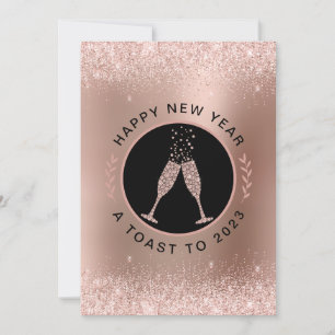 Ro Guld Metallic Glitter Gott nytt år Julkort