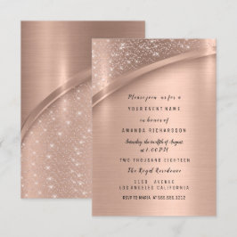 Ro Guld Metallic Glitter Möhippa Sweet 16:e Inbjudningar