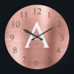 Ro Guld Metallic Monogram Namn & Initial Stor Klocka<br><div class="desc">Ro faux Metallic Monogram Namn och första serve Wall Clock. Wall Clock ger perfekten till någon som kärlek rosa rostfritt stål.</div>