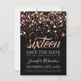 Ro Guld Midnight Glam Sweet 16 Födelsedagsfester Spara Datumet