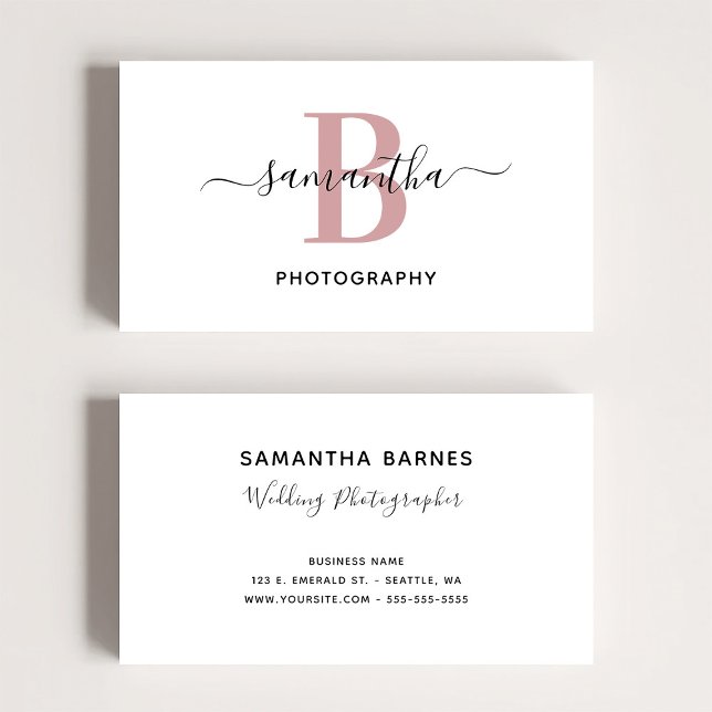 Ro Guld minimalistisk monogramLogotyp Visitkort (Rose Gold Minimalist Monogram Logo Business Card)