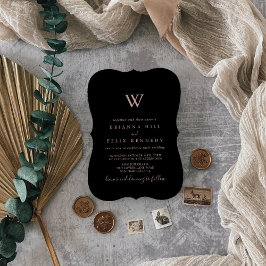 Ro Guld minimalistiskt monogram Bröllop Inbjudningar