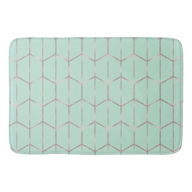 Ro Guld & Mint Chic Hexagon Geometric Glam Badrumsmatta (Framsidan)