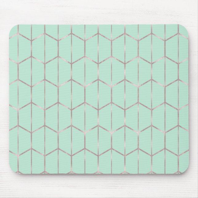 Ro Guld & Mint Chic Hexagon Geometric Glam Musmatta (Framsidan)