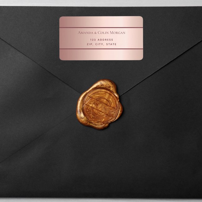 Ro guld, modernt, modernt, minimalistiskt bröllop adressetikett (Skapare uppladdad)