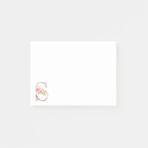 Ro Guld Monogram Brev S Blommigt Foil Post-it Block