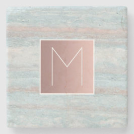 ro guld monogram grått blue rosa marble stenunderlägg