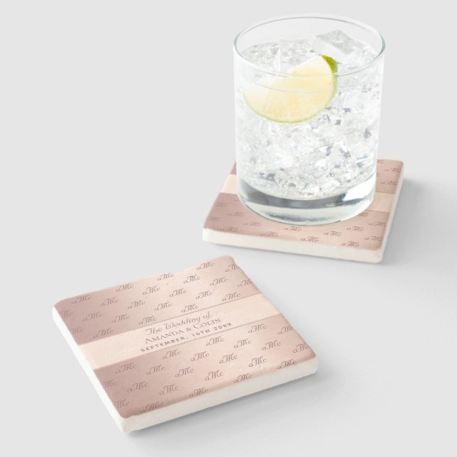 Ro guld monogram initialer bröllop spara datum stenunderlägg (Sidan)