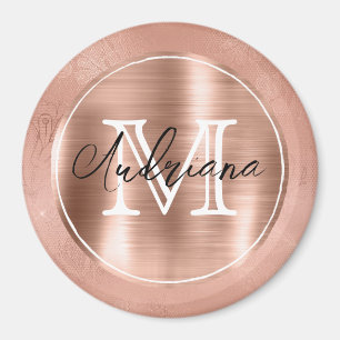 Ro Guld Monogram och Namn Snöre Magnet