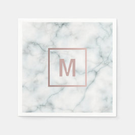 ro guld monogram på marmor pappersservett