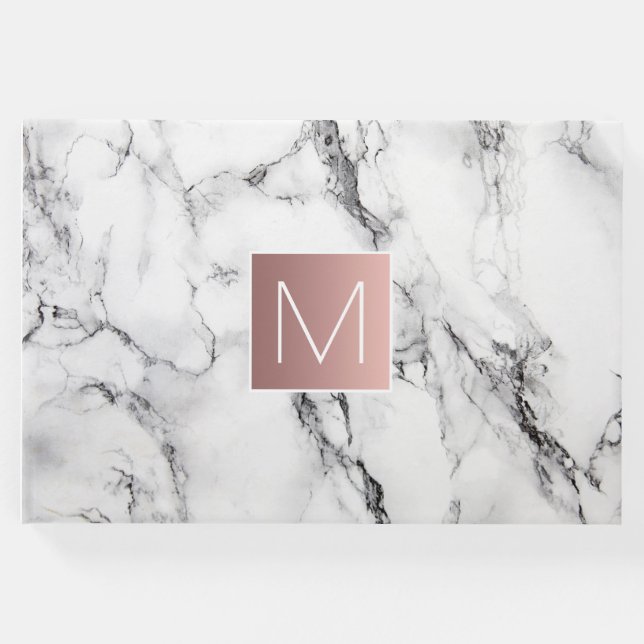 ro guld monogram på vitt marmor gästböcker (Framsida)