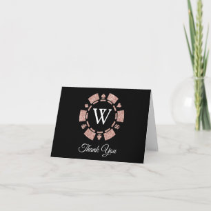 Ro Guld Monogram Poker Chip Casino Bröllop Tack Kort