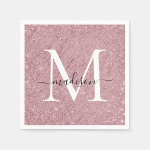 Ro Guld Monogram Script Gnistra Glitter Tinsel Pappersservett