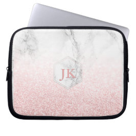 Ro Guld Monogram+Snö Bokeh+Marble Laptop Fodral
