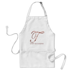 Ro Guld Monogram T Chef de Cuisine eller text Förkläde