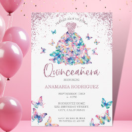 Ro Guld Moukling Butterflies Gown Quinceanera Inbjudningar