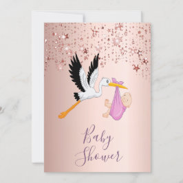 Ro guld mousserande stjärnor stormar flickdusch inbjudningar