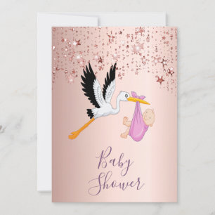 Ro guld mousserande stjärnor stormar flickdusch inbjudningar