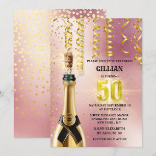 Ro guld mousserande vin glitter shimmer-strömmare inbjudningar