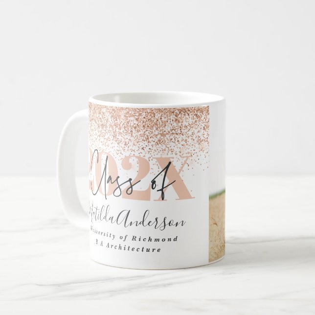 Ro guld multifoto studenten glitter kaffemugg (Framsida vänster)