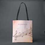 Ro guld musik noter-musiker namn tygkasse<br><div class="desc">Enkel och elegant för musiken älskare eller musiker! Övertoningsbakgrund för ro guld med musik noter i färgaden ro guld. Mall för ditt namn,  handskript för stil.</div>