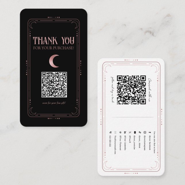 Ro Guld Mystical Magic Occult Social Media QR Visitkort (Fram/baksida)