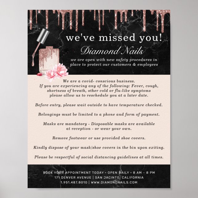 Ro Guld Nail Salon Covid Conscience Safety Poster (Framsidan)