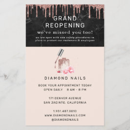 Ro Guld Nail Salon Grand Reöppning Covid Safety Flygblad