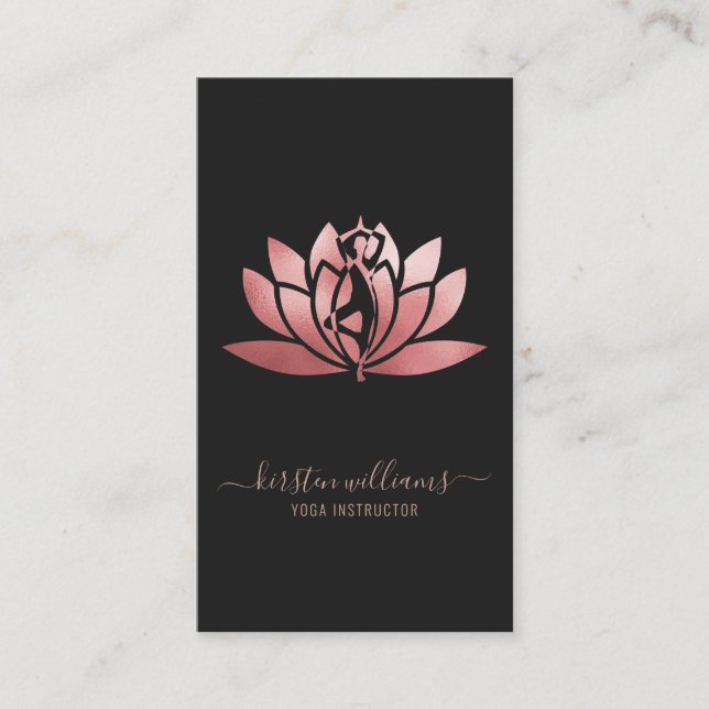 Ro Guld Namnteckning Lotus Flower Yoga Pose Visitkort (Framsida)